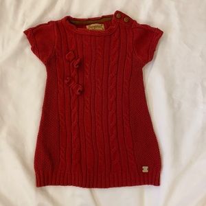 Mayoral sweater dress red 2t bow cable knit